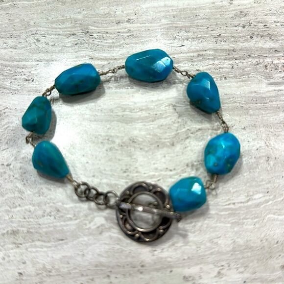 Vintage Turquoise Necklace / Choker And Bracelet Set - Picture 2 of 7